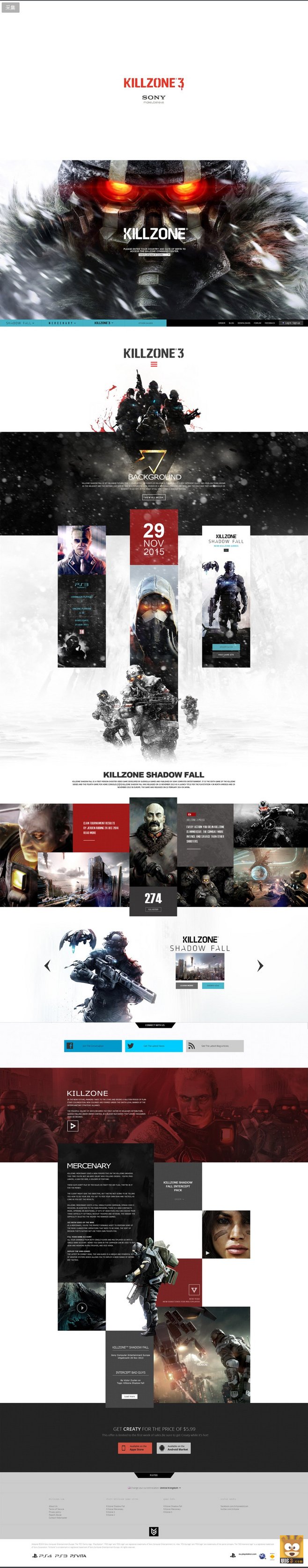 《killzone 3》生化写实射击游戏UI网站_点击查看原图